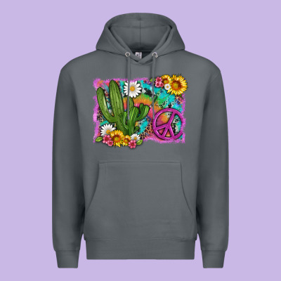 Cactus Peace Sign Flowers And Tie Dye Premium Hoodie Designed By Artiststas