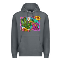 Rock cactus peace sign flowers and tie dye Premium Hoodie - Artiststas