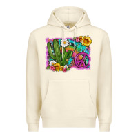 Sandshell cactus peace sign flowers and tie dye Premium Hoodie - Artiststas