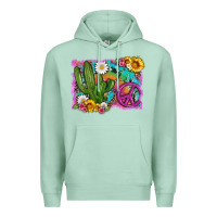 Seafoam cactus peace sign flowers and tie dye Premium Hoodie - Artiststas
