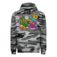 Slate Camo cactus peace sign flowers and tie dye Premium Hoodie - Artiststas