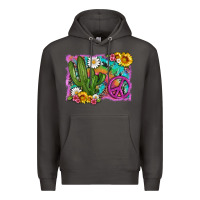 Smoke cactus peace sign flowers and tie dye Premium Hoodie - Artiststas