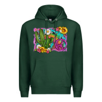 Sports Green cactus peace sign flowers and tie dye Premium Hoodie - Artiststas