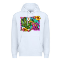 White cactus peace sign flowers and tie dye Premium Hoodie - Artiststas