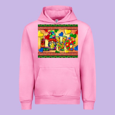 Love Autism Awareness Urban Hoodie Designed By Barkaloodesign