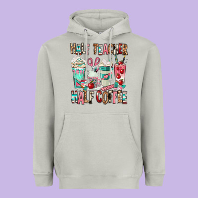 Half Teacher Half Coffee Heavyweight Hoodie Designed By Texasbilliewilder