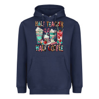 Navy half teacher half coffee Heavyweight Hoodie - texasbilliewilder