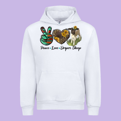 Peace Love Dorper Sheep Urban Hoodie Designed By Lillyallendesigns
