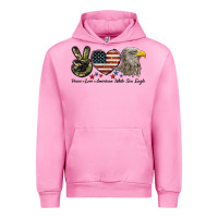 Fuchsia Pink Peace Love American White Sea Eagle Urban Hoodie - LillyAllenDesigns