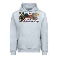 Heather Grey Peace Love American White Sea Eagle Urban Hoodie - LillyAllenDesigns