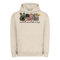 Pigment French Oak Peace Love American White Sea Eagle Urban Hoodie - LillyAllenDesigns