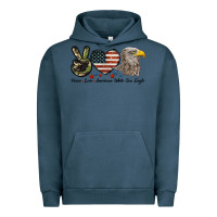Pigment Midnight Navy Peace Love American White Sea Eagle Urban Hoodie - LillyAllenDesigns