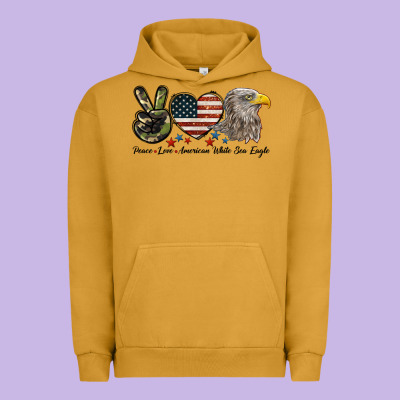 Peace Love American White Sea Eagle Urban Hoodie Designed By Lillyallendesigns