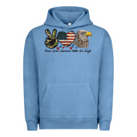 Pigment Pebble Blue Peace Love American White Sea Eagle Urban Hoodie - LillyAllenDesigns