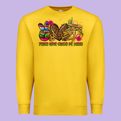 Peace Love Cinco De Mayo Premium Sweatshirt Designed By Cts Tumbler Store