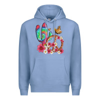 Colony Blue cactus peace sign flowers and butterflys Premium Hoodie - Artiststas