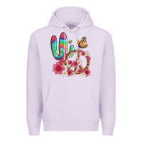 Lilac cactus peace sign flowers and butterflys Premium Hoodie - Artiststas