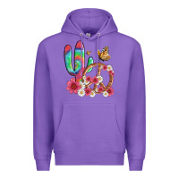 Purple cactus peace sign flowers and butterflys Premium Hoodie - Artiststas