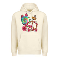 Sandshell cactus peace sign flowers and butterflys Premium Hoodie - Artiststas