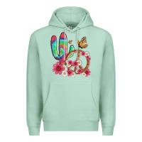 Seafoam cactus peace sign flowers and butterflys Premium Hoodie - Artiststas