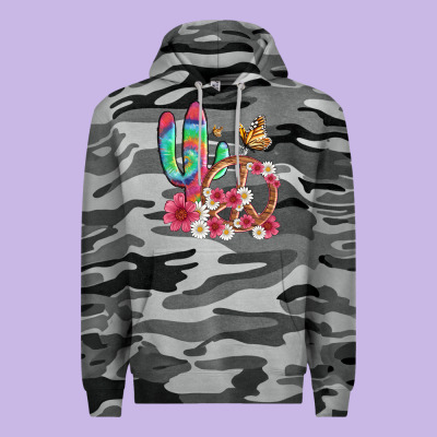 Cactus Peace Sign Flowers And Butterflys Premium Hoodie Designed By Artiststas