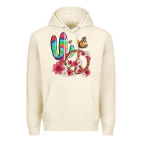 Tofu cactus peace sign flowers and butterflys Premium Hoodie - Artiststas