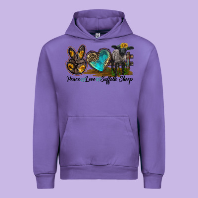 Peace Love Suffolk Sheep Urban Hoodie Designed By Lillyallendesigns