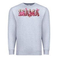 Heather Grey pink flowers mama Premium Sweatshirt - Zillion Design Studio