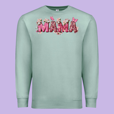 Pink Flowers Mama Premium Sweatshirt Designed By Zillion Design Studio