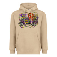 Mushroom mardi gras truck with mask fleur de lis and crawfish Heavyweight Hoodie - RanaPortraitStore
