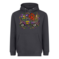 Smoke mardi gras truck with mask fleur de lis and crawfish Heavyweight Hoodie - RanaPortraitStore
