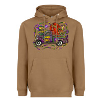 Toasted Coconut mardi gras truck with mask fleur de lis and crawfish Heavyweight Hoodie - RanaPortraitStore
