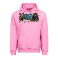 Fuchsia Pink Peace Love Spectacled Bear Urban Hoodie - LillyAllenDesigns
