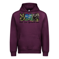 Mauve Wine Peace Love Spectacled Bear Urban Hoodie - LillyAllenDesigns