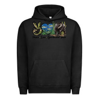 Pigment Black Peace Love Spectacled Bear Urban Hoodie - LillyAllenDesigns