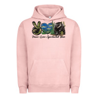 Pigment Salmon Peace Love Spectacled Bear Urban Hoodie - LillyAllenDesigns