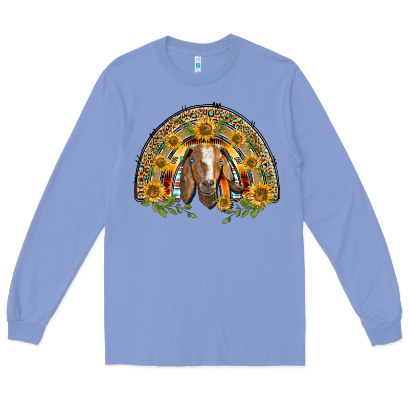 Western Leopard Sunflower Goat Rainbow Long Sleeve Tee by BarkalooDesign | Teevron