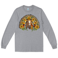 Heather Grey Western Leopard Sunflower Goat Rainbow Long Sleeve Tee - BarkalooDesign