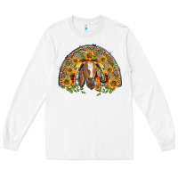 White Western Leopard Sunflower Goat Rainbow Long Sleeve Tee - BarkalooDesign