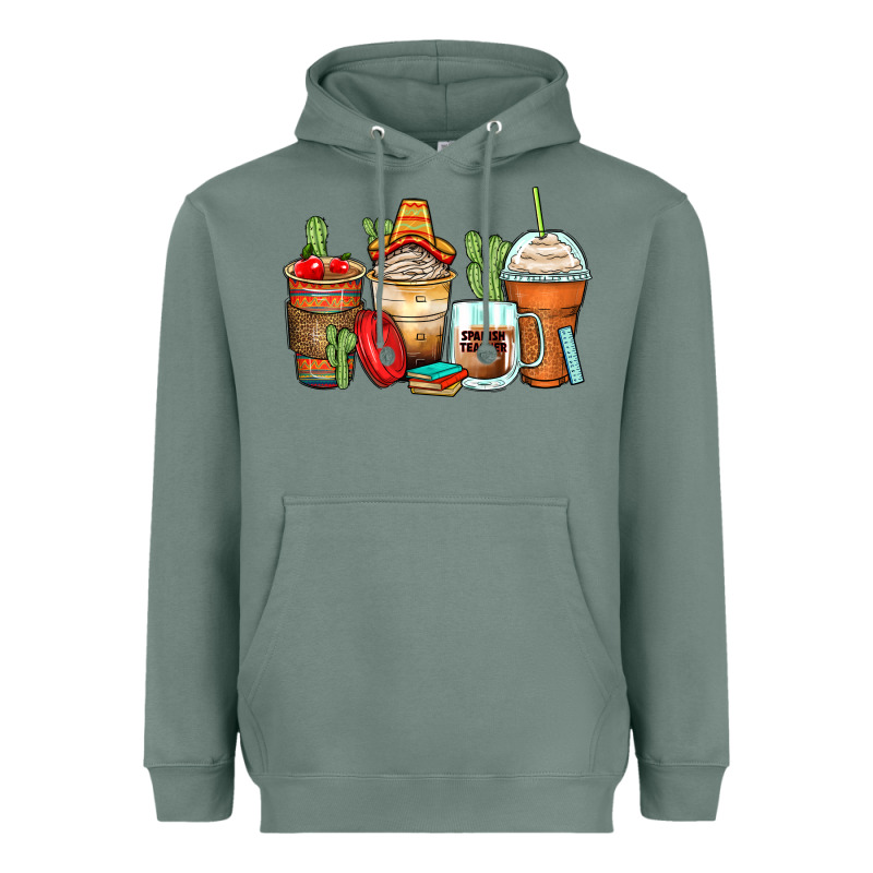 Spanish Teacher Coffee Cups Heavyweight Hoodie by Zillion Design Studio | Teevron