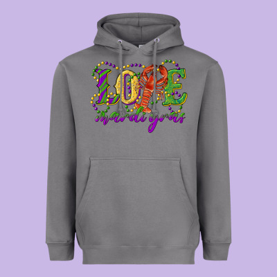 Love With Crawfish Mardi Gras Heavyweight Hoodie Designed By Ranaportraitstore