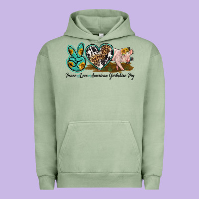 Peace Love Yorkshire Pig Urban Hoodie Designed By Lillyallendesigns