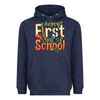 Navy happy first day of school Heavyweight Hoodie - texasbilliewilder