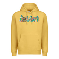 Antique Gold groovy with peace  sign flowers Premium Hoodie - Artiststas