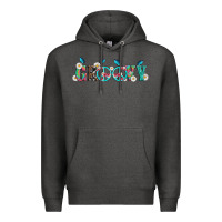 Charcoal Heather groovy with peace  sign flowers Premium Hoodie - Artiststas