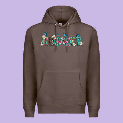 Groovy With Peace  Sign Flowers Premium Hoodie Designed By Artiststas