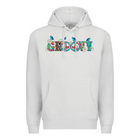 Dove Grey groovy with peace  sign flowers Premium Hoodie - Artiststas