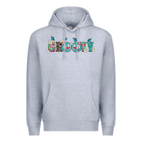 Heather Grey groovy with peace  sign flowers Premium Hoodie - Artiststas