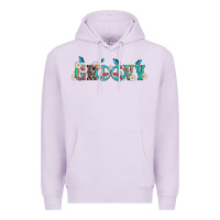 Lilac groovy with peace  sign flowers Premium Hoodie - Artiststas