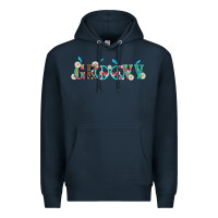 Navy groovy with peace  sign flowers Premium Hoodie - Artiststas